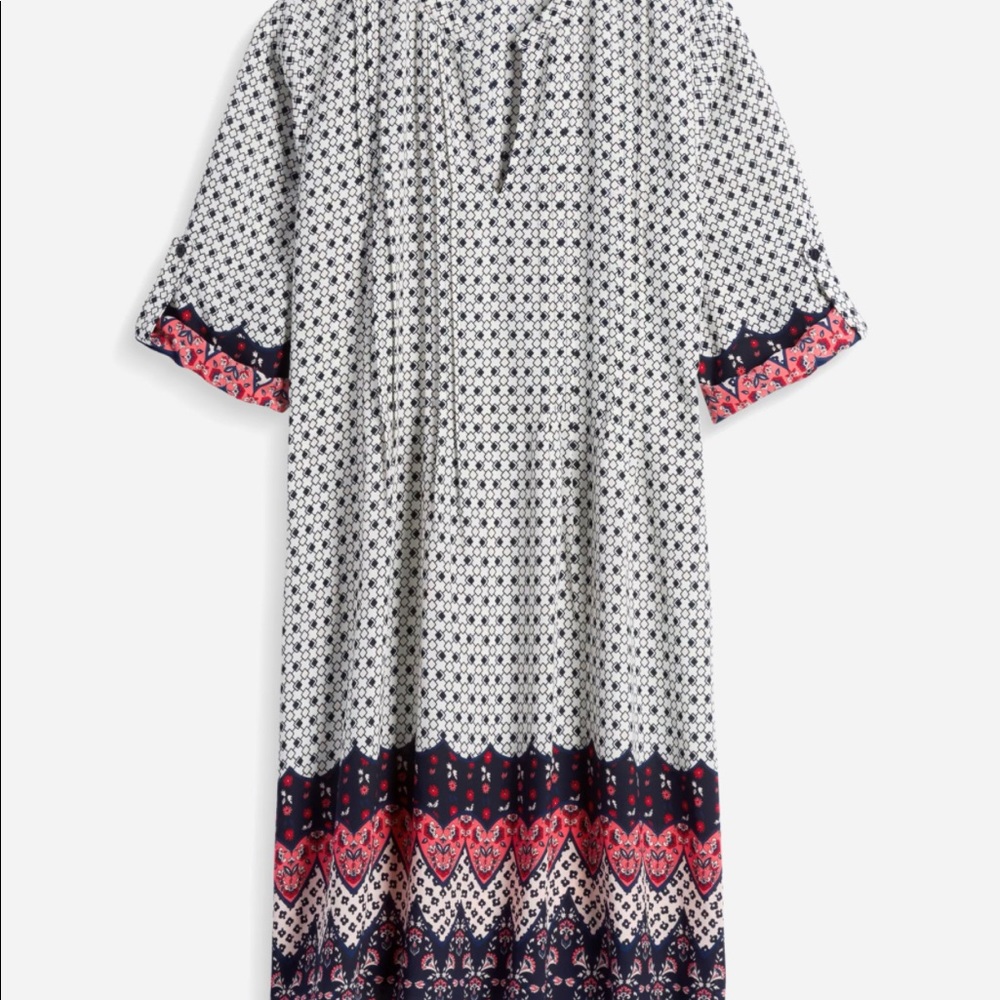 Collective Concepts Split Neck Navy Geometric Shi… - image 2